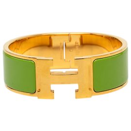 Hermès Clic Clac H Armband PM breit aus Emaille in Grün