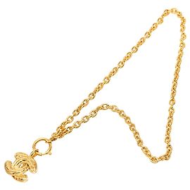 Gold Chanel CC vergoldete gesteppte Anhänger-Halskette