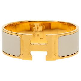 Bracciale Hermès Clic Clac H PM largo in smalto bianco