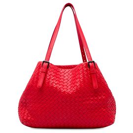 Bottega Veneta Medium Nappa Intrecciato Cesta Tote Rot