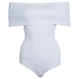 Alaïa, bodysuit de malha off-shoulder em branco