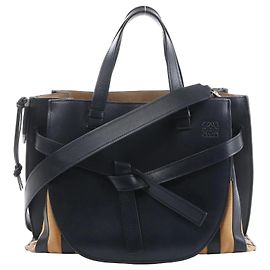 LOEWE Gate Top Handle Leder 2Way Handtasche in Schwarz