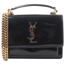 Autre Marque Saint Laurent Paris Sunset Small Patent Leather Crossbody Bag in Black 441972