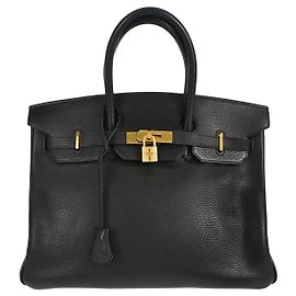 Hermès Hermes Birkin Black Clemence con Gold Hardware 35