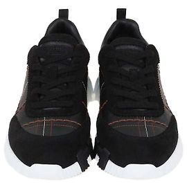 Hermès Baskets Bouncing Hermes en cuir et daim noir surpiqué