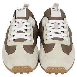 Hermès Baskets Hermes Brown, Light Beige Nylon and Suede