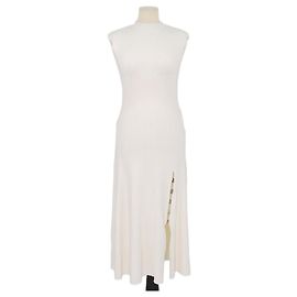 Maje Amour ärmelloses Midi-Kleid aus Viskosemischung-Rippstrick in Creme