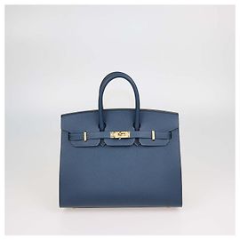 Hermès Sac Birkin 25 Sellier Hermes Bleu De Prusse en cuir Epsom avec hardware Gold