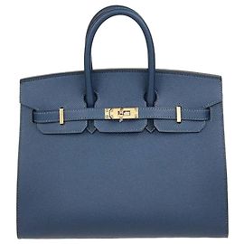 Hermès Bolso Birkin 25 Sellier Hermes Bleu De Prusse en cuero Epsom con hardware Gold