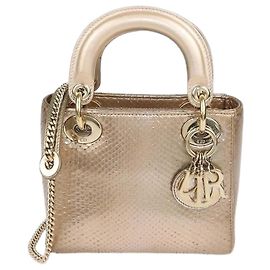 Mini borsa Lady Dior in pitone oro Christian Dior