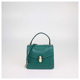 Bulgari Bvlgari Serpenti Forever Top Handle Tasche aus grünem Leder