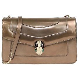 Bulgari Bolsa de Ombro Serpenti Forever em Couro Patente Bronze Bvlgari