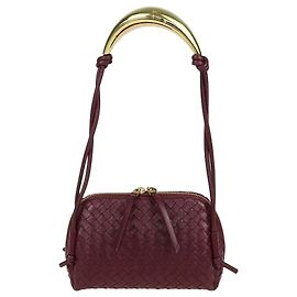 Bolsa Concert Pouch em couro Intrecciato vermelho escuro Bottega Veneta