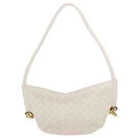 Bottega Veneta Bolsa de Ombro Baby Solstice em Couro Intrecciato Sea Salt