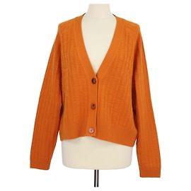 Hermès Hermes Orange Wool H Long Sleeve Cardigan