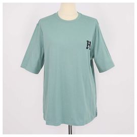 Hermès Camiseta de cuello redondo Hermes Celadon Cotton H Cheval