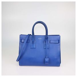 Autre Marque Saint Laurent Sac De Jour Tote Pequena em Couro Azul