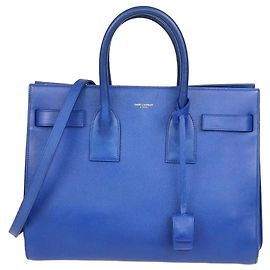 Autre Marque Saint Laurent Sac De Jour Tote Piccola in Pelle Blu