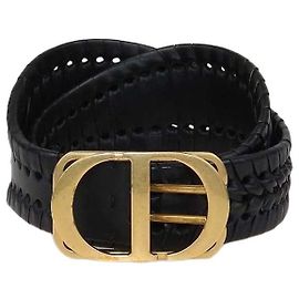 Christian Dior Black Leather 30 Montaigne Braided Waist Belt