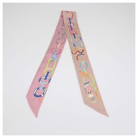 Hermès Hermes Bicolor Silk Do Re Boucles Print Twilly