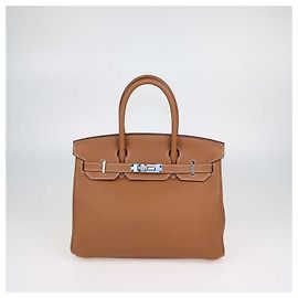 Hermès Bolsa Birkin 30 Hermes em couro Togo Gold com hardware Palladium