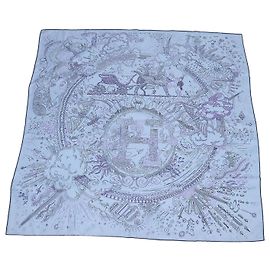 Hermès Hermes Blue Ciel, Encre, Violet Silk Please Hold The Line Scarf 90