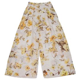 Calças de perna larga Zimmermann bege em rami com estampado floral