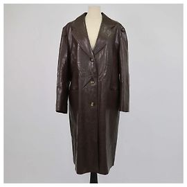 Rejina Pyo Brown Faux Leather Long Coat