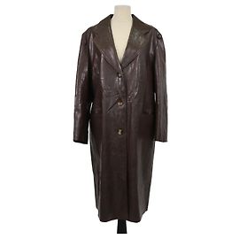 Manteau long en similicuir marron Rejina Pyo