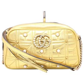 Gucci Pearly GG Marmont Embellished Matelasse Leather Small