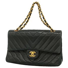 Chanel Schultertasche aus schwarzem Lammleder
