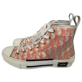 Autre Marque Dior B23 High-Top Sneaker aus orangefarbenem Oblique Canvas