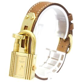 Hermès Relógio Feminino Hermes Kelly Banhado a Ouro em Couro Quartz