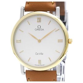 Relógio Masculino Omega De Ville em Aço Banhado a Ouro e Couro, Quartz