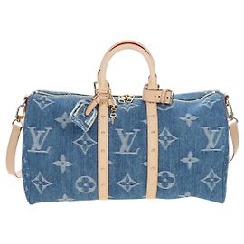 Louis Vuitton Keepall Bandouliere Limited Edition Monogram Watercolor Stripes Denim 50