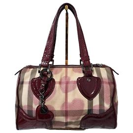 Burberry Borsa Bowling Heart Chester Tela Supernova Check e Pelle Verniciata