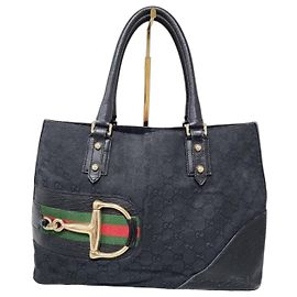 Gucci GG Canvas Horsebit Tote Bag in Black