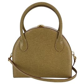 Fendi Vintage Gelbe Textur-Canvas Dome 2Way Crossbody Handtasche