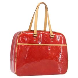 LOUIS VUITTON Monogram Vernis Sutton Hand Bag Red Rouge M91080 LV