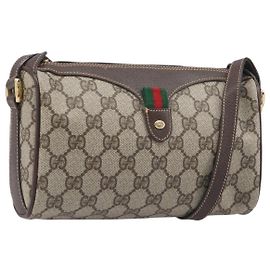 GUCCI GG Supreme Web Sherry Line Bag PVC Beige Gold 89 02 018