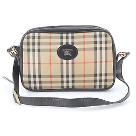 Bolsa de Ombro Burberry Nova Check em Lona e Couro