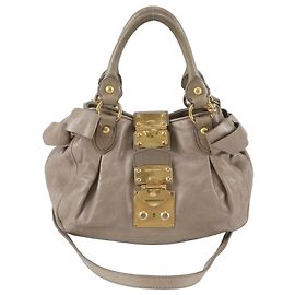 Borsa a tracolla 2-Way in pelle con fiocco laterale Miu Miu