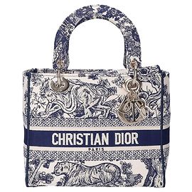 Borsa Christian Dior LADY D-LITE Medium Toile de Jouy Embroidery