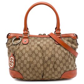 Borsa Satchel Gucci Sukey in tela GG beige