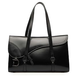 Autre Marque Bolso Saddle de Dior con solapa en charol negro