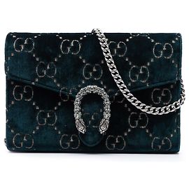 Gucci Dionysus Wallet on Chain aus blauem GG-Velours