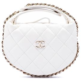 Pochette Chanel Mini in Pelle di Agnello Matelassé Bianca con Catena