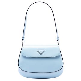 Prada Blue Spazzolato Leather Cleo Flap Shoulder Bag
