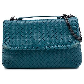 Borsa a tracolla Olimpia Small in Nappa Intrecciato blu Bottega Veneta