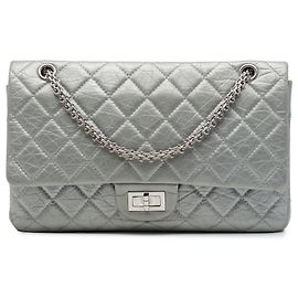 Chanel Silver Quilted Metallic Aged Calfskin Reissue 2.55 Double Flap 227